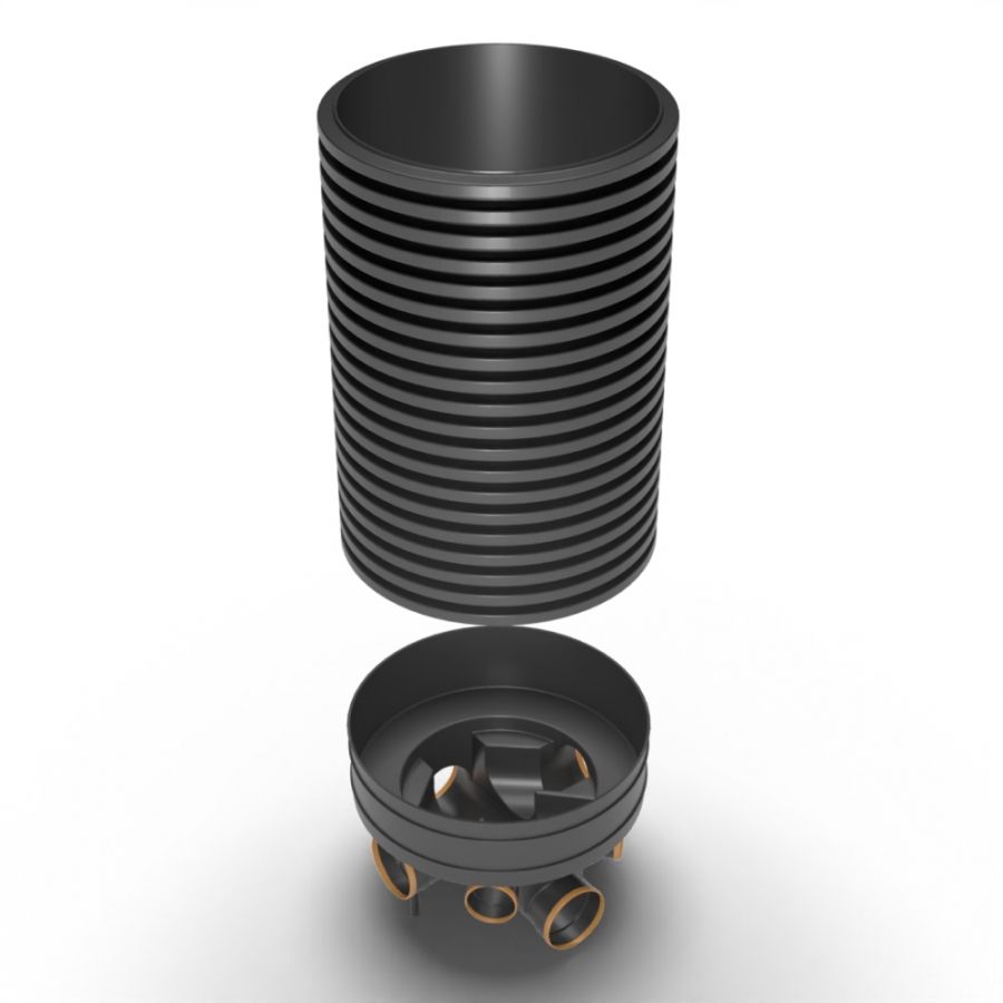Inspection Chamber Set - 600mm Diameter x 1440mm Depth with 160mm Channel & 110mm Inlets