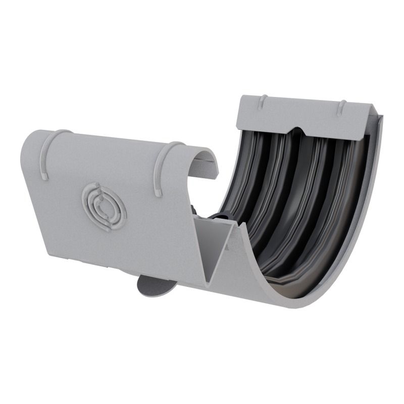 Lindab Aluminium Gutter Union with Rubber Seal - 125mm Silver Metallic