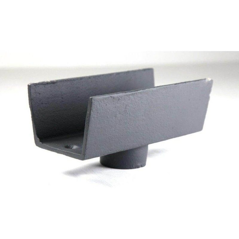 Cast Iron Box Gutter Running Outlet - 100mm for 75mm Downpipe Primed