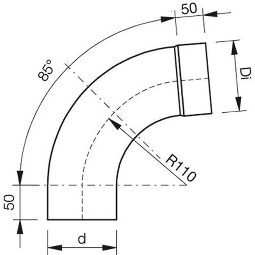 Lindab Steel Pipe Bend with Socket 85 - 75mm Graphite