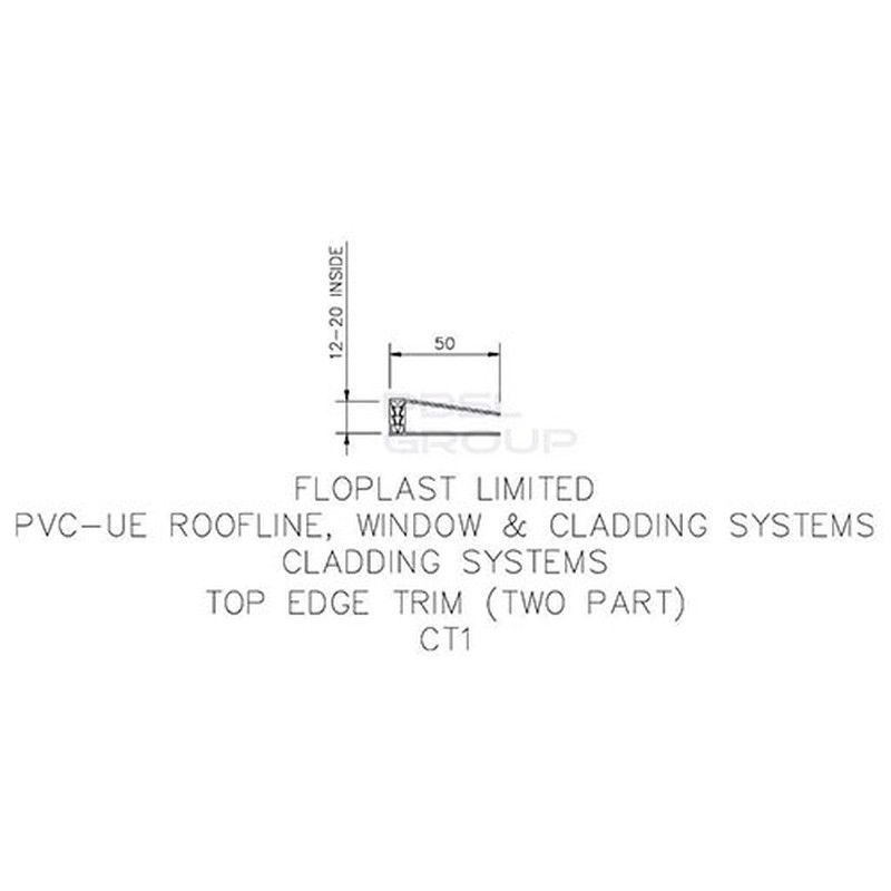 FloPlast Shiplap Cladding Two Part Top Edge Trim - 5mtr White