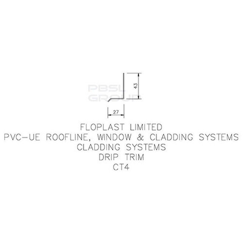 FloPlast Shiplap Cladding Drip Trim - 5mtr Anthracite Grey Woodgrain