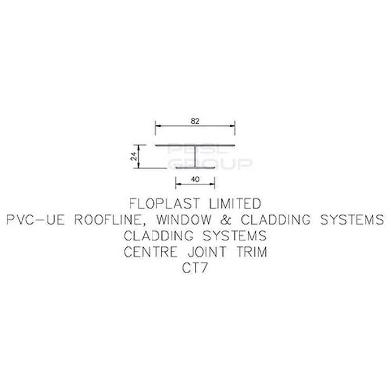 FloPlast Shiplap Cladding Centre Joint Trim - 5mtr Black Ash Woodgrain