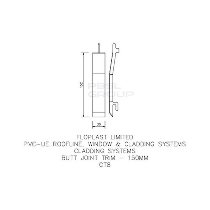FloPlast Shiplap Cladding Butt Joint - 150mm White