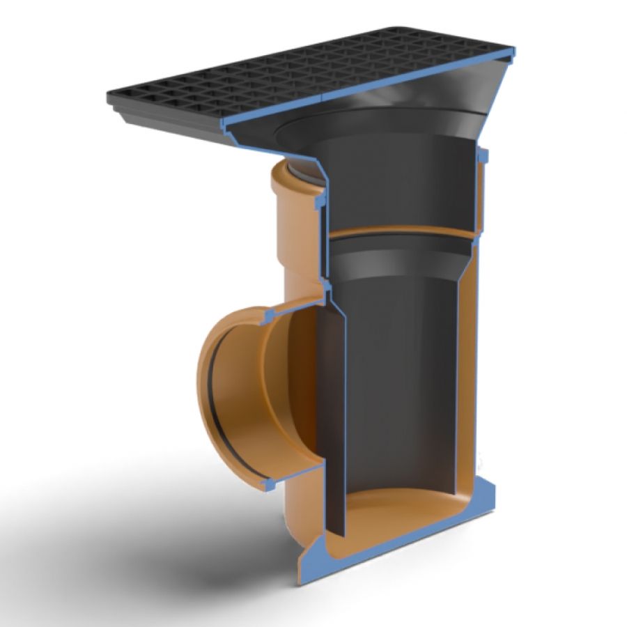 FloPlast Drainage Bottle Gully Rectangular Grid - 110mm