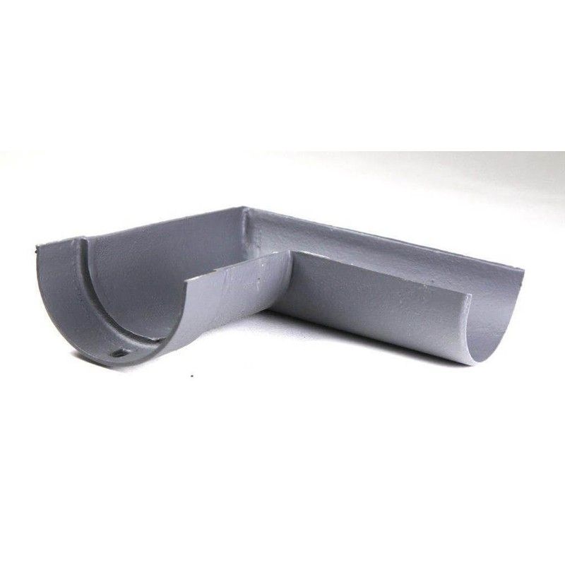 Cast Iron Deep Half Round Gutter Right Hand Angle - 90 Degree x 125mm Primed