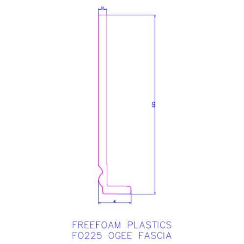 225mm White Ogee Fascia Capping Board - 10mm x 5mtr