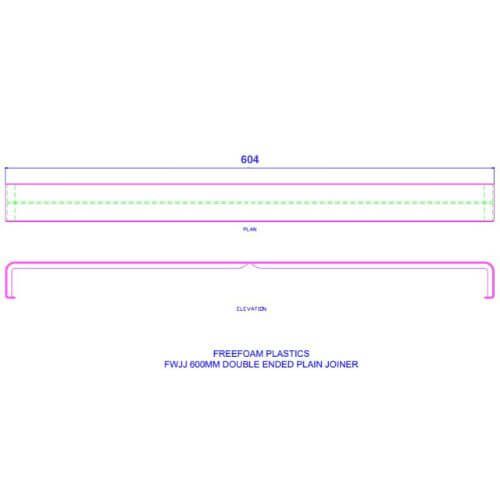 White Fascia Double End Joint Trim - 600mm x 47mm