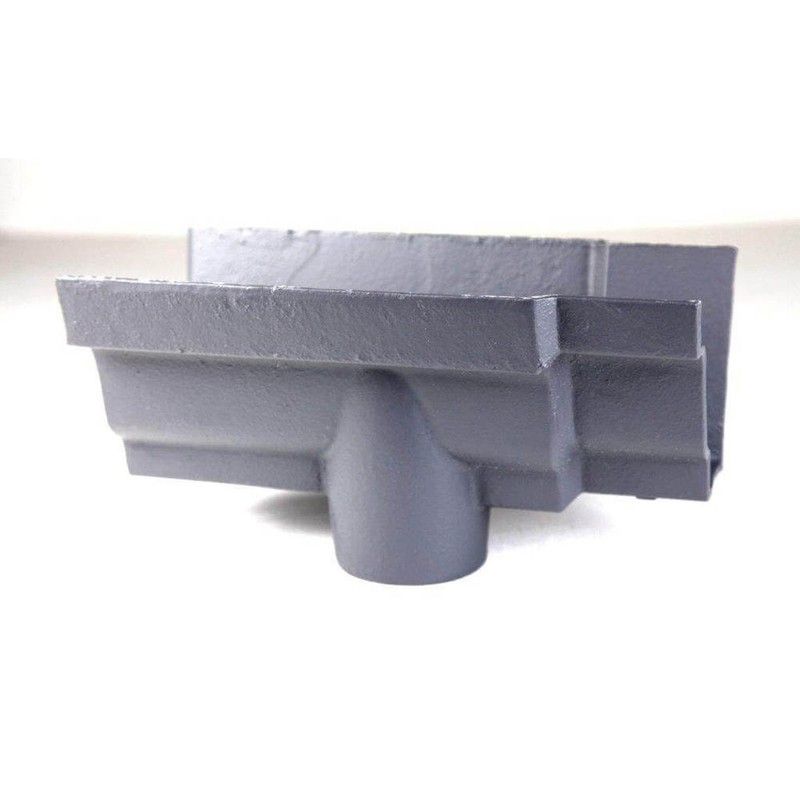 Cast Iron Moulded Ogee Gutter Running Outlet - 125mm for 75mm Downpipe Primed