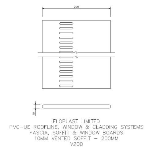 200mm White Vented Soffit Board - 10mm x 5mtr