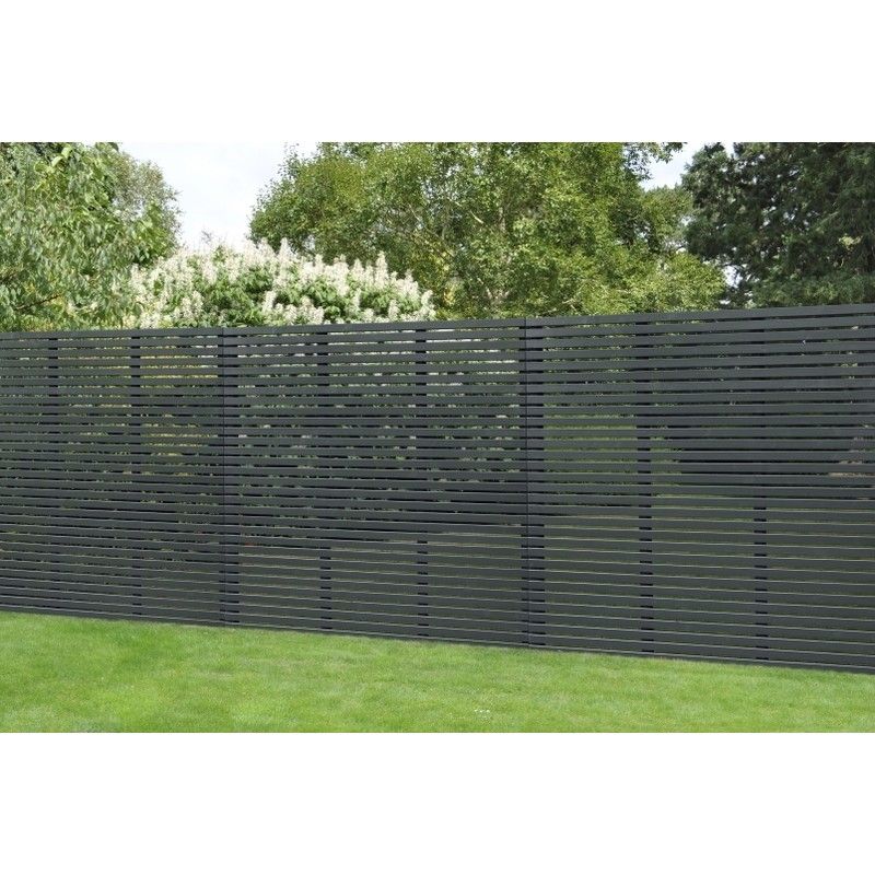 Contemporary Slatted Fence Panel - 1800mm x 1810mm Anthracite Grey