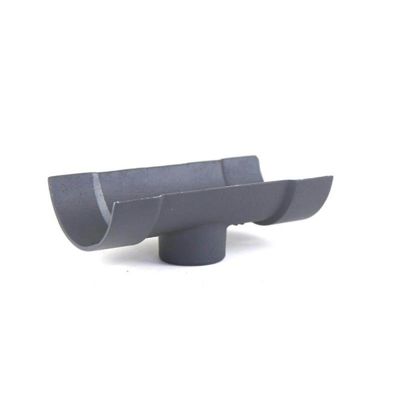 Cast Iron Half Round Gutter Running Outlet - 125mm for 100mm Downpipe Primed