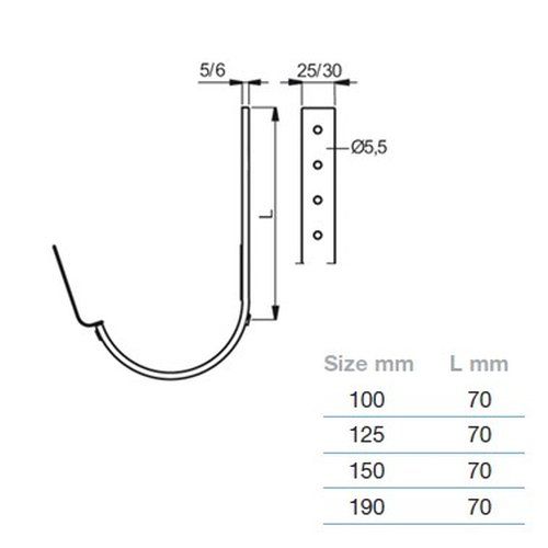 Lindab Steel Gutter 70mm Flex-Fit Fascia Bracket - 100mm Antique White