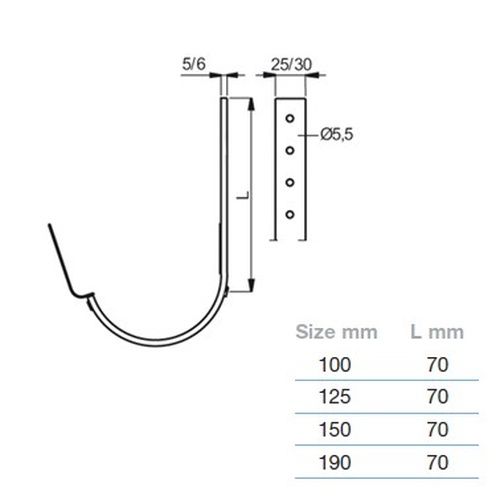 Lindab Steel Gutter 70mm Flex-Fit Fascia Bracket - 150mm Black
