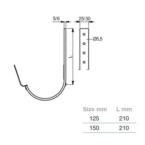 Lindab Steel Gutter 210mm Flex-Fit Rafter Bracket - 125mm Coffee Brown