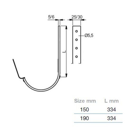 Lindab Steel Gutter 330mm Flex-Fit Rafter Bracket - 150mm Antique White