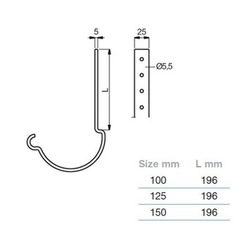 Lindab Steel Gutter 200mm Rafter Bracket - 100mm Anthracite Metallic
