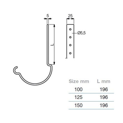 Lindab Steel Gutter 200mm Rafter Bracket - 100mm Black