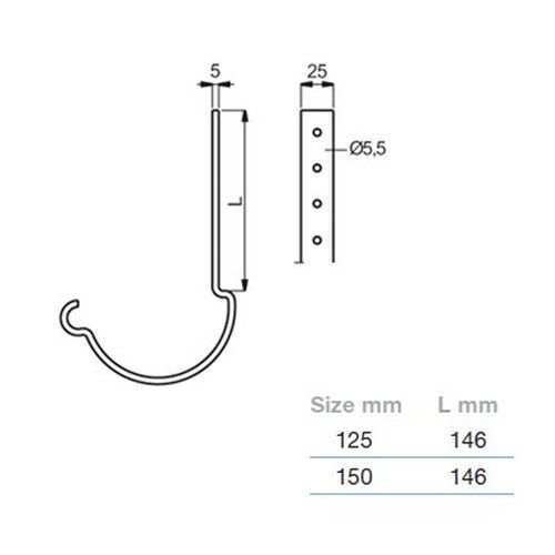 Lindab Steel Gutter 150mm Rafter Bracket - 150mm Graphite
