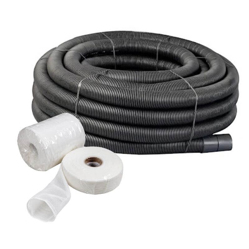 Perforated Land Drain and Filter Sleeve Kit - 100mm (O.D.) x 100mtr Coil