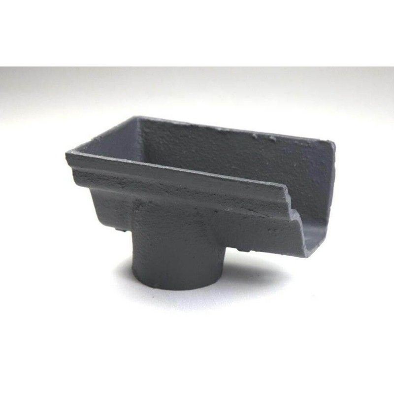 Cast Iron Notts Ogee Gutter Left Hand Stopend Outlet - 115mm for 65mm Downpipe Primed