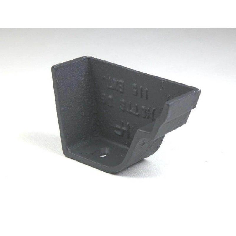 Cast Iron Notts Ogee Gutter Right Hand External Stopend - 115mm Primed