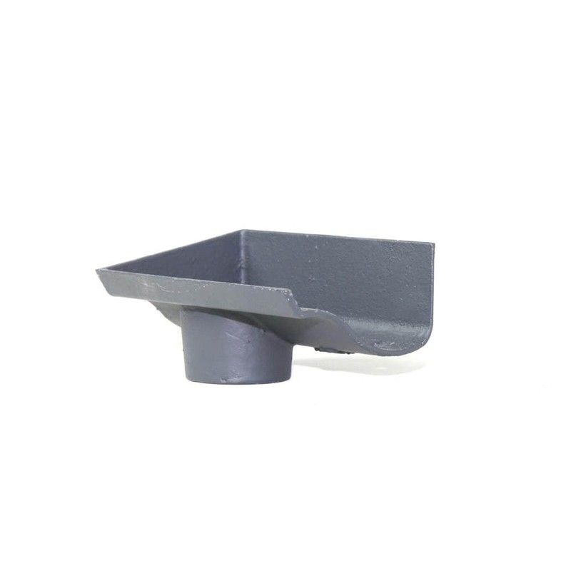 Cast Iron Ogee Gutter Left Hand Stopend Outlet - 115mm for 65mm Downpipe Primed