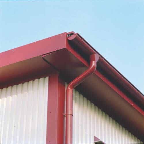 Lindab Steel Gutter Outlet 75mm - 125mm Dark Red