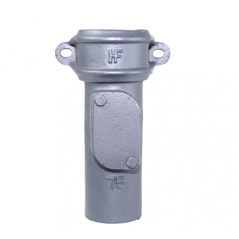 Cast Iron Round Downpipe Eared Access Pipe - 100mm Primed