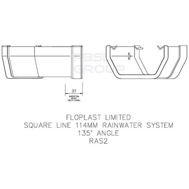 FloPlast Square Gutter Angle - 135 Degree x 114mm Brown