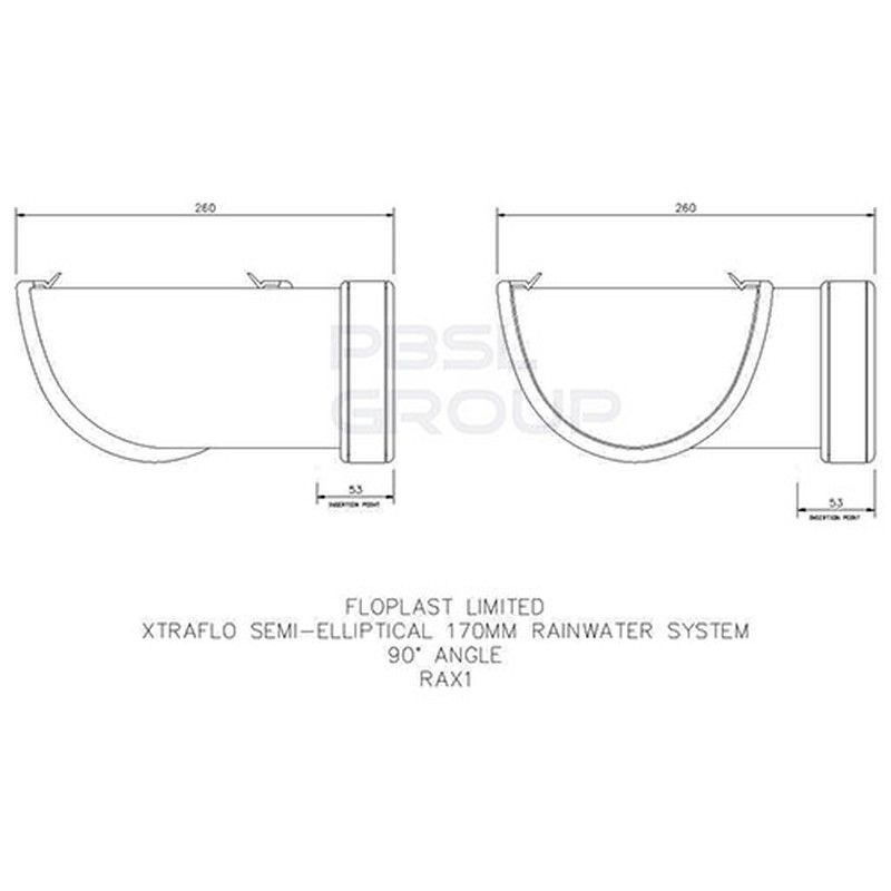 FloPlast Industrial/ Xtraflo Gutter Angle - 90 Degree x 170mm White