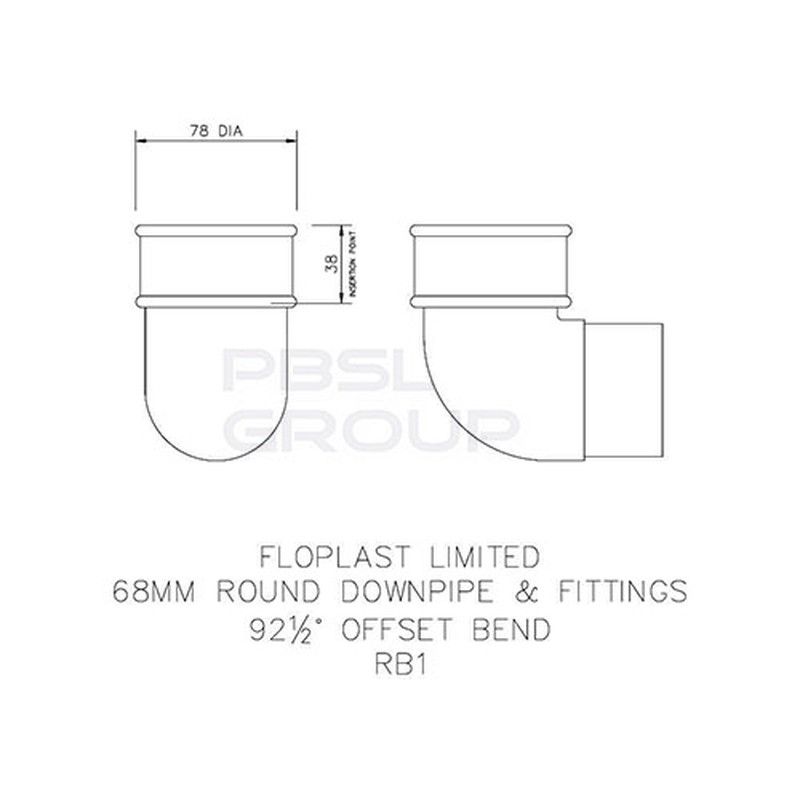 FloPlast Round Downpipe Bend - 92.5 Degree x 68mm White