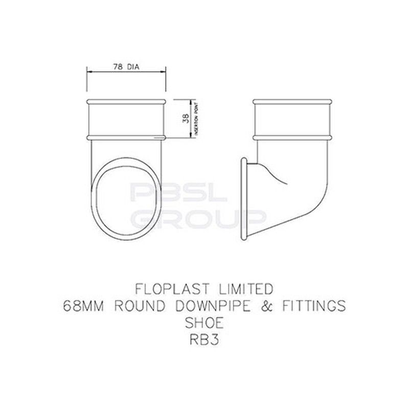 FloPlast Round Downpipe Shoe - 68mm White