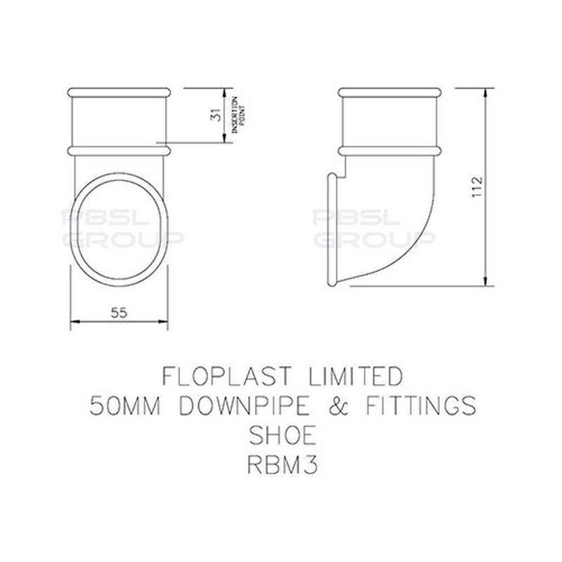 FloPlast Mini Gutter Downpipe Shoe - 50mm White