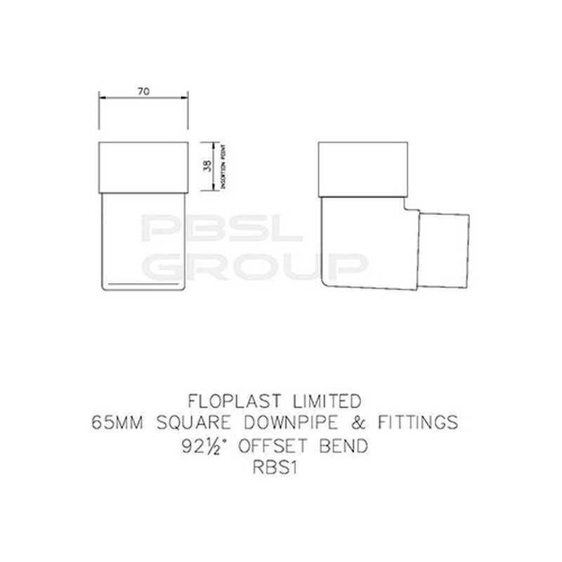 FloPlast Square Downpipe Bend - 92.5 Degree Black - Pack of 2