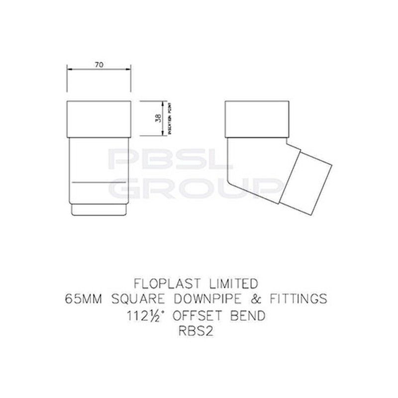 FloPlast Square Downpipe Offset Bend - 112 Degree White - Pack of 2