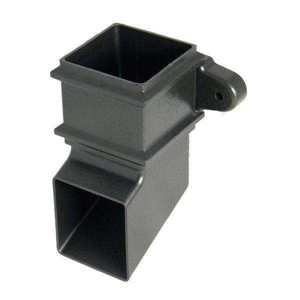 FloPlast Cast Iron Effect Square Downpipe Shoe with Fixing Lugs - 65mm