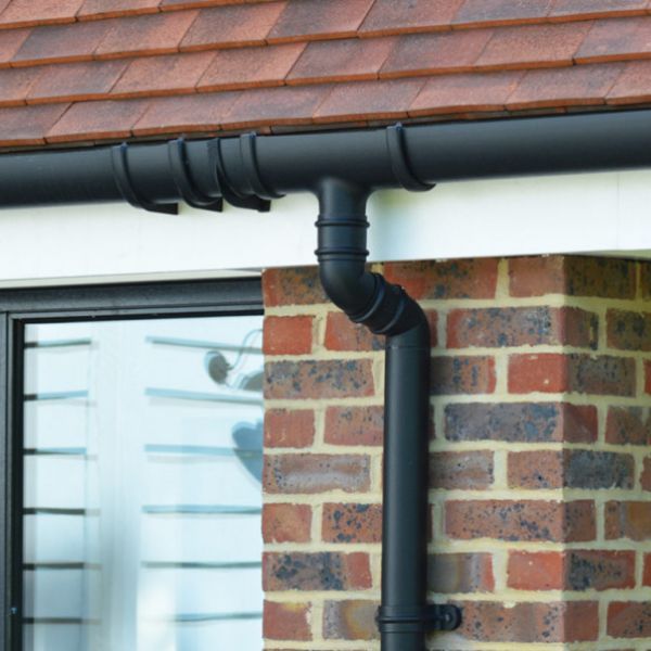 FloPlast Cast Iron Effect Square Downpipe Shoe with Fixing Lugs - 65mm