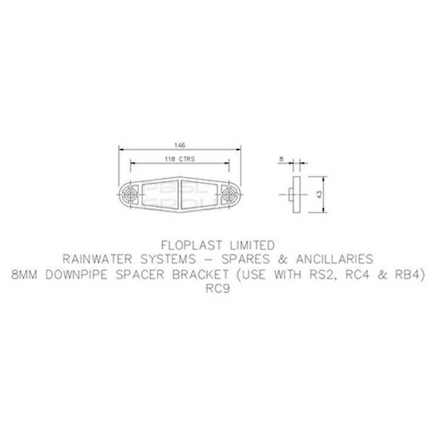 FloPlast Round Downpipe Spacer Bracket - 8mm Black
