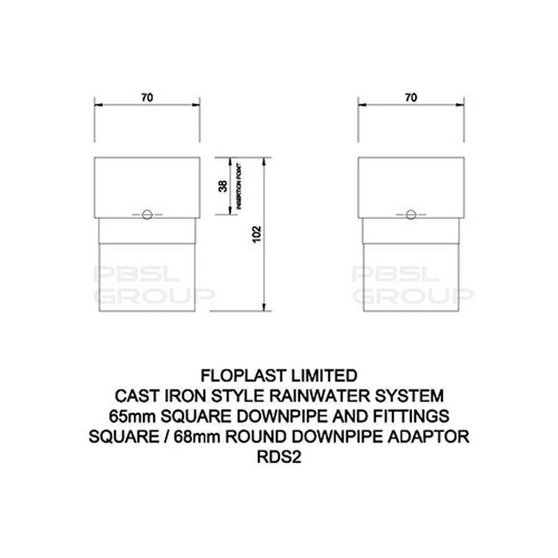 FloPlast PVC Square to PVC Round Downpipe Adaptor - Brown
