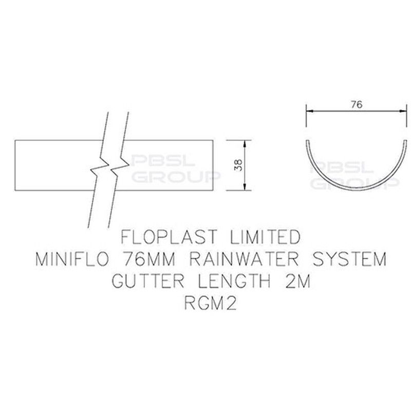 FloPlast Mini Gutter - 76mm x 2mtr Brown