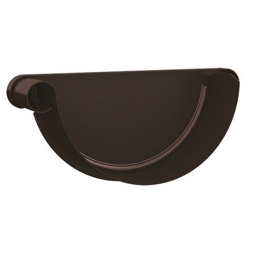 Lindab Steel Gutter Left Hand Stop End - 190mm Coffee Brown