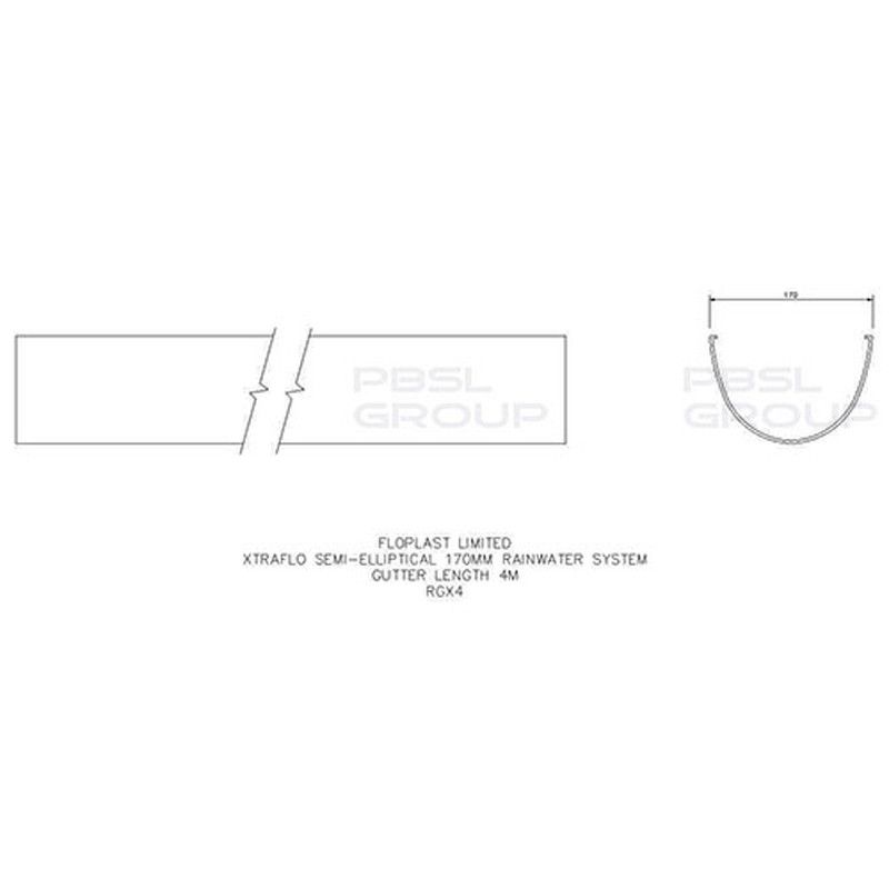 FloPlast Industrial/ Xtraflo Gutter - 170mm x 4mtr White