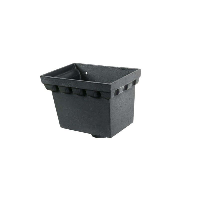 Cast Iron Rectangular Standard Hopper Head Castellated Outlet - 255mm for 75mm Downpipe Grey Primer