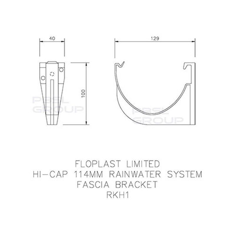FloPlast Deepflow/ Hi-Cap Gutter Fascia Bracket - 115mm x 75mm Grey