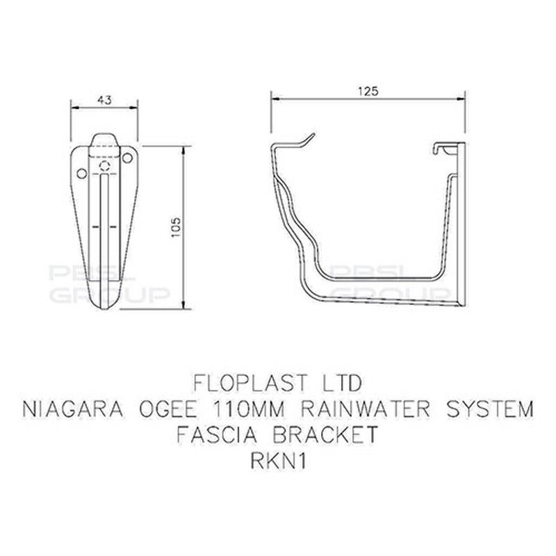 FloPlast Ogee Gutter Fascia Bracket - 110mm x 80mm Anthracite Grey