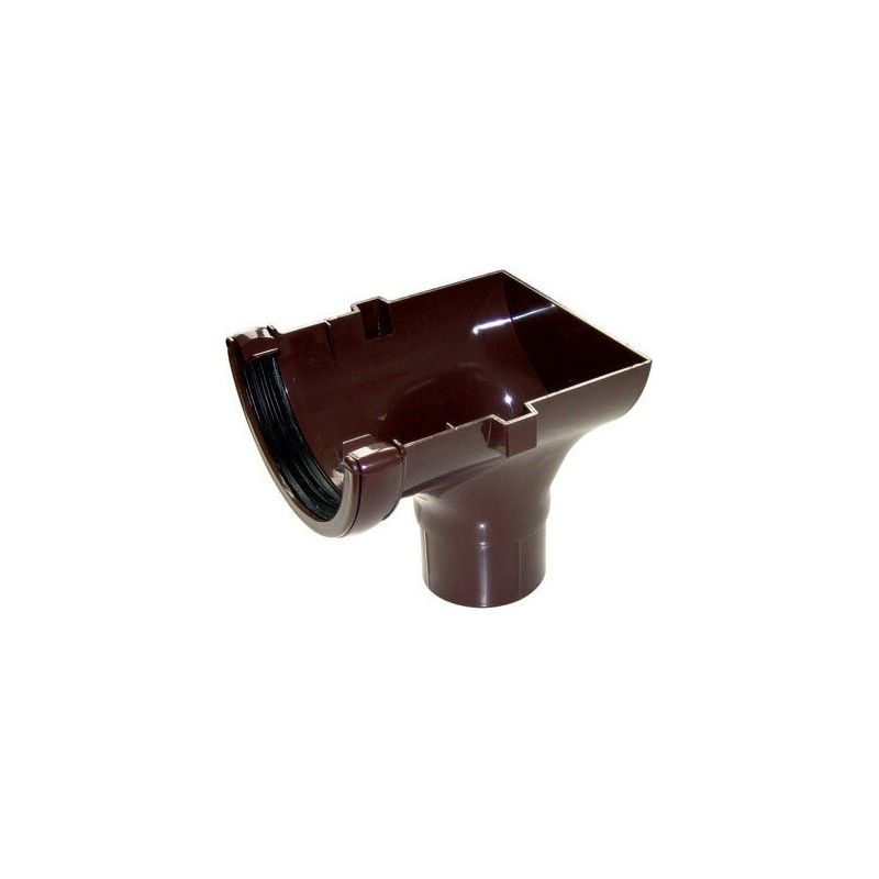 FloPlast Half Round Gutter Stopend Outlet - 112mm Brown