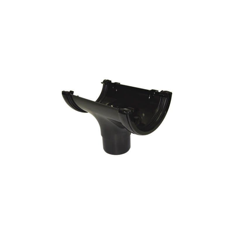 FloPlast Mini Gutter Running Outlet - 76mm Black - Pack of 2