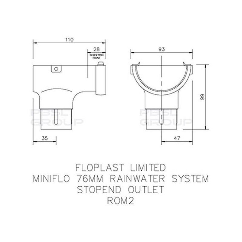 FloPlast Mini Gutter Stopend Outlet - 76mm Brown