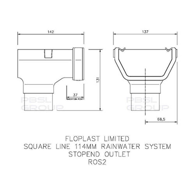FloPlast Square Gutter Stopend Outlet - 114mm Brown